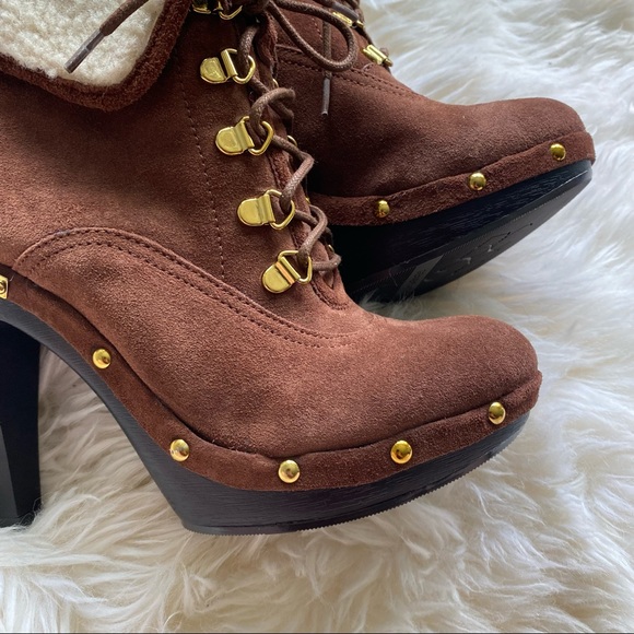 BCBGeneration ‘Melo’ Suede Brown Leather Bootie with faux fur - Picture 4 of 12